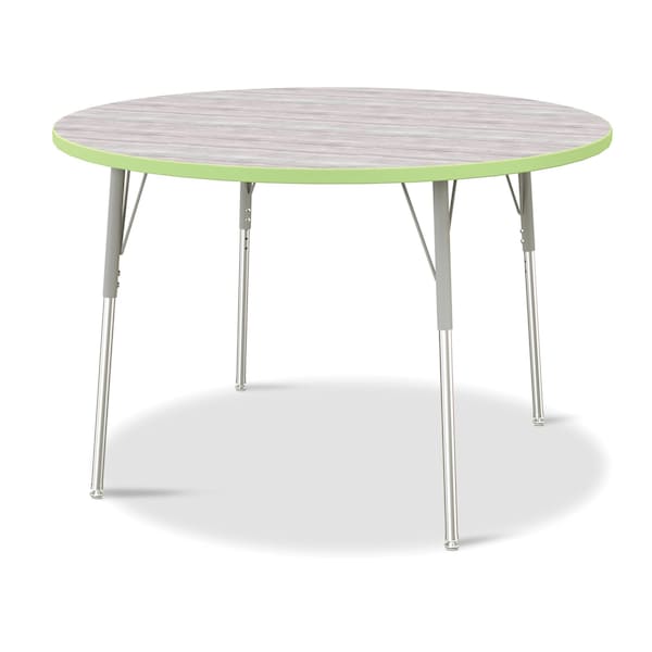Jonti-Craft Berries Round Activity Table, 48 in. Diameter, A-height, Driftwood Gray/Key Lime/Gray 6433JCA451 - main
